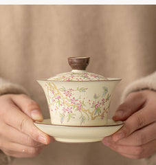 Ruyao Wisteria Gongfu Tea Set – Complete Chinese Ceramic Teaware with Gaiwan & Teapot, Gift Box