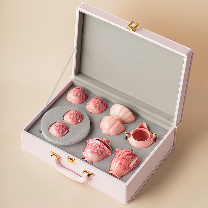 Ru-Style Pink Glaze Gongfu Tea Set 7 Piece Set