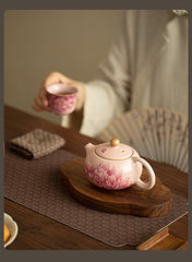 Handmade Jingdezhen Ru Kiln Peony Glaze Teapot - 250ml