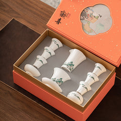 "Jinxiù Jiangshan" White Porcelain Gaiwan Tea Set – Landscape-Inspired Gongfu Teaware Gift Box