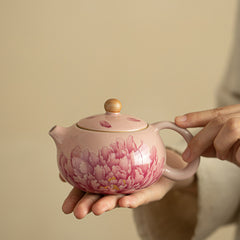 Handmade Jingdezhen Ru Kiln Peony Glaze Teapot - 250ml
