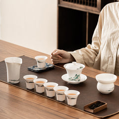 "Jinxiù Jiangshan" White Porcelain Gaiwan Tea Set – Landscape-Inspired Gongfu Teaware Gift Box
