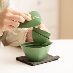 “Zongzi” Travel Tea Set – Dumpling-Inspired Ceramic Teapot with Two Cups, Portable Gongfu Tea Gift Set