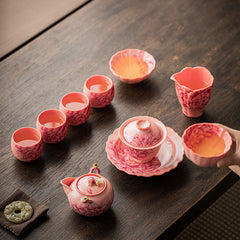 Ru-Style Pink Glaze Gongfu Tea Set 7 Piece Set