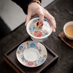 Handmade Enamel Filigree Silver Sancai Teacup - 160-170ml