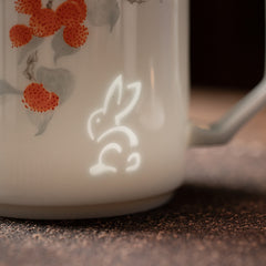 Linglong White Porcelain Office Mug – 400ml Tea-Separating Ceramic Cup with Lid & Infuser
