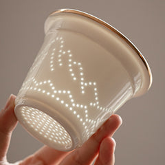 Linglong White Porcelain Office Mug – 400ml Tea-Separating Ceramic Cup with Lid & Infuser