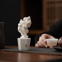 Ceramic Taihu Rock Sculpture – Chinese Zen-Inspired Decorative Ornament for Tea Room & Study