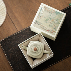 Ru-Style “Mountain Blossom” Square Teapot – 190ml