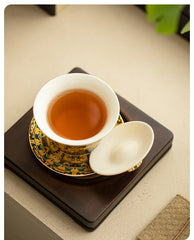 Handmade Ceramic Enamel Sancai Cover Bowl - 170ml