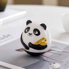 Wobbling Panda with Bamboo – Ceramic Desk Ornament for Home, Office or Car Decor