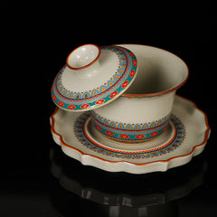 Dunhuang Cultural Ru Kiln Horse-Hoof Gaiwan – 160ml