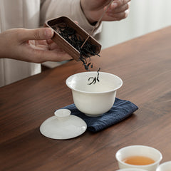 Dehua White Travel Tea Set – Portable Gaiwan & Teacups with Carrying Case
