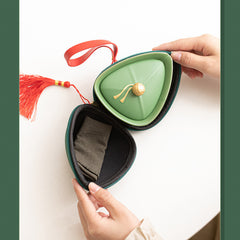 “Zongzi” Travel Tea Set – Dumpling-Inspired Ceramic Teapot with Two Cups, Portable Gongfu Tea Gift Set