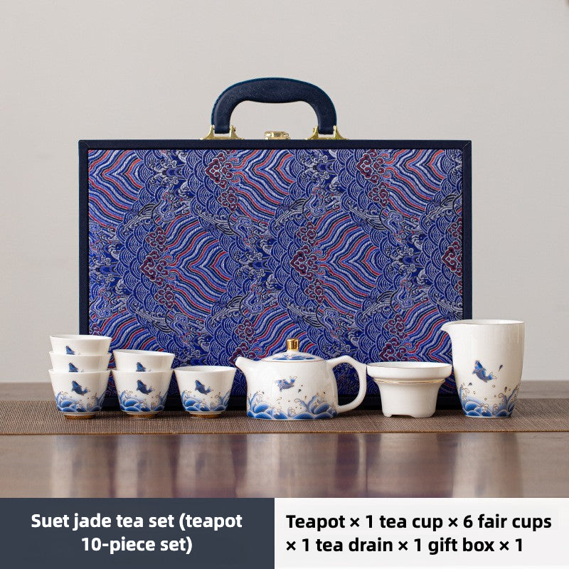 Dehua White Porcelain Tea Set – Gaiwan, Teapot & Teacups in Gift Box