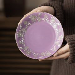 Purple Ru-Glazed Lotus Peony Teapot Tray