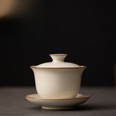 Milky Beige Ru-glazed Three-Part Gaiwan – 170ml