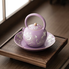 Purple Ru-Glazed Lotus Peony Teapot Tray