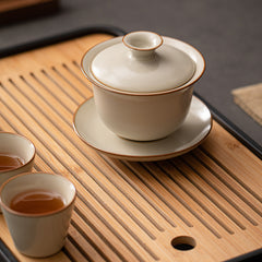 Milky Beige Ru-glazed Three-Part Gaiwan – 170ml