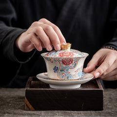 Handmade Enamel Filigree Silver Sancai Teacup - 160-170ml