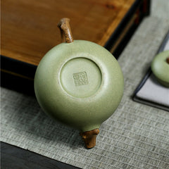 Yixing Purple Sand Pot Bean Green Sand – 240ml | Handmade Purple Clay Tea Pot