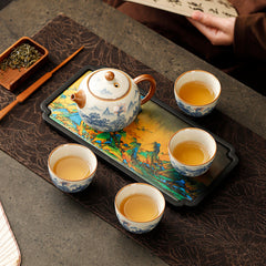 Handmade Ru Kiln Xishi Teapot Set - 220ml