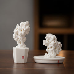 Ceramic Taihu Rock Sculpture – Chinese Zen-Inspired Decorative Ornament for Tea Room & Study
