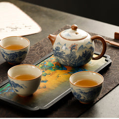 Handmade Ru Kiln Xishi Teapot Set - 220ml