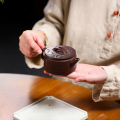 Yixing Whole Body Carving Yunlong Hanwa Purple Clay Pot – 190ml | Handmade Purple Sand Tea Pot