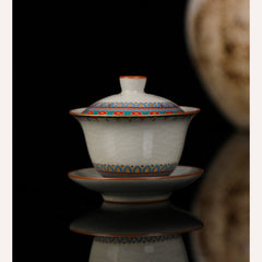 Ru Kiln Dunhuang Baoxiang Floral Gaiwan – 130ml