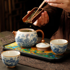 Handmade Ru Kiln Xishi Teapot Set - 220ml