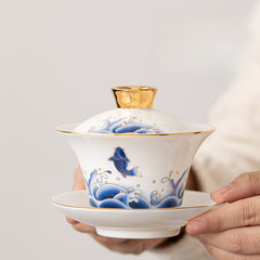 Dehua White Porcelain Tea Set – Gaiwan, Teapot & Teacups in Gift Box