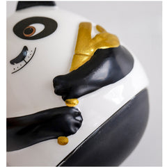 Wobbling Panda with Bamboo – Ceramic Desk Ornament for Home, Office or Car Decor