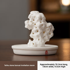 Ceramic Taihu Rock Sculpture – Chinese Zen-Inspired Decorative Ornament for Tea Room & Study